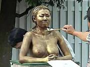 Busty Japanese Whore In A Kinky Public Display