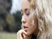 Blonde Stripping And Flashing Her Tits In Public Forest