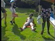 Retro Orgy In Public By The Pool With 4 Sexy Sluts
