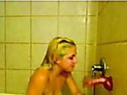 Whorish Blonde Chick Wanks In A Bath Filming The Whole Process. Tasty Homemade Video