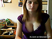 Bosomy Prude Shows Off Her Amenities In Front Of Webcam