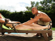 Sexy Slim Chick Mira Sunset Seduces A Gardener To Suck His Tool For Cum