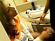 Really Beautiful Babe Sucking Dick In The Restroom