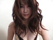 Curly Brunette Asian Fairy Puts On Hot Golden Lingerie Set