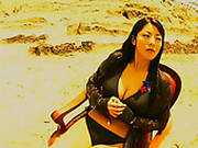 Serious Chick Harumi Nemoto Poses In Bikini In The Dark Street