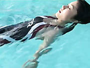 Athletic Japanese Girl Mikie Hara Swims In A Pool Like A Real Pro
