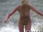 Blonde Babe At The Beach Is Sucking On Her Man 
