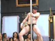 The Stripper Is On The Pole Arousing The Sexy Babes 