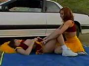 Two Young Lesbians In Hot Threesome With A Guy ( Teen )