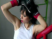 Asian Sportive Model Posing Like A Fighter