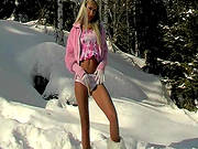 Outdoor Winter Posing With A Stunning Tanned Blonde Mandy