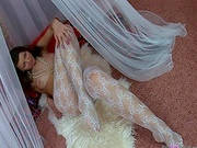 Alanis Lying In Her Hot Alluring Nylons