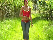 Brunette Posing Outdoor And Showing Her Ass!