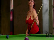 Two Busty Babes Is Posing On The Billiard Table