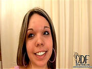 Carol Pink Is Stretching Her Shaved Pussy