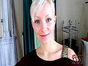Hot Short-haired Blonde Demonstrates Her Nice Boobies