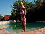 Pretty Babe Maddy Fingers Her Pussy At The Poolside