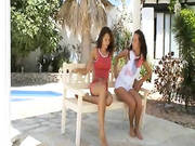 Two Lesbians Dildoing Pussy
