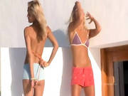Duo Lesbians Outdoor Posing