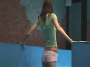 Thin Euro Teen Swimming In The Pool