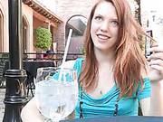 Lacie Is Teasing Her Boobs And Take Off Her Thongs In A Cafe