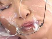 Japanese Bukkake Whore Gets Sperm On Her Glasses! (censored)