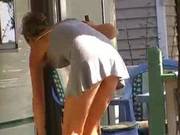 Upskirt No Panties In Caravan Park