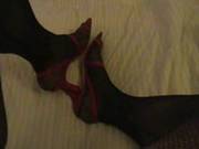 Red High Heels And Stockings