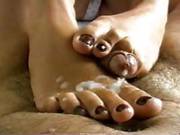 Bare Footjob Cum