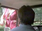 Vintage Threesome In The Car In A Public Road