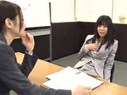 Office Lady Tempted By Lesbo During Interview
