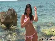 Sexy Brunette Babe Showing Off Her Part1