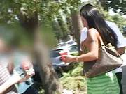 Stunning Brunette Pornstar With Big Natural Boobs Flashing In Public