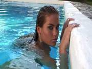 Luxurious Chippy Veronica Fasterova Is Swimming Naked In The Outdoor Pool