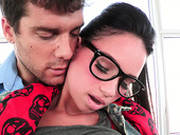 Slutty Nerd In Glasses Gets Her Tight Pussy Fucked Doggy