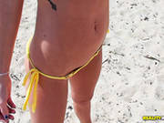 Tight Blonde Strumpet Brags With Her Body On The Beach