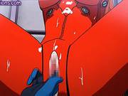 Animated Babe In Red Getting Pumped