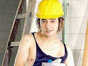 Hard Hat Latino Showing Off His Tool