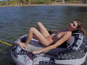 Super Sexy Playmates Go Naked Water Gliding In A Boat