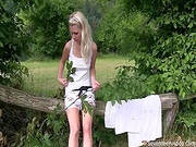 Long Blonde Locks On Teen Outdoors