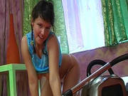 Long Dildo Fucks Teenage Pussy From Behind