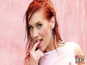 Beautiful Wet Redhead Dildo Sex Scene