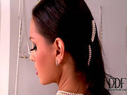 Hot Brunette Eve Angel With High Heels Is Masturbating Her Cave