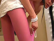 Cutie Dressed In Horny Pink Nylons And Her Ass Is Awesome