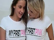 Lesbian Couple Poking Themselves With Giant Hard Dildos