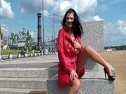 Public Undressing With Truly Gorgeous Brunette