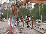 Horny Outdoor Posing With A Nasty Slutty Lady