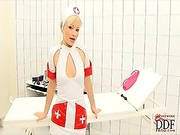Sexy Blonde Nurse Maya Demonstrating Herself