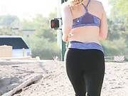 Emilee Shows Her Ass While Jogging At The Street