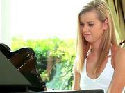 Blonde Fingers Herself While Waiting For Her Piano Lesson